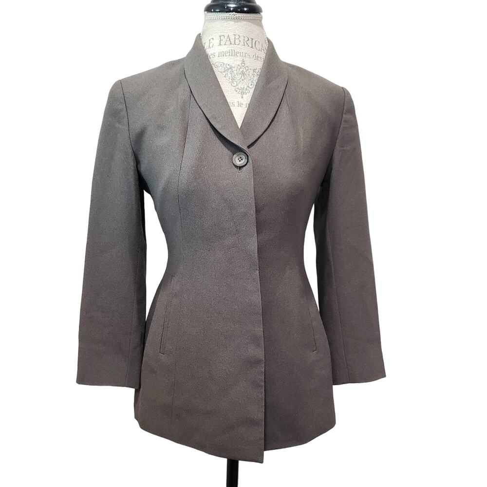 Kasper A.S.L Gray 4 Button (3 Hidden) Long Sleeved Blazer Suit Jacket